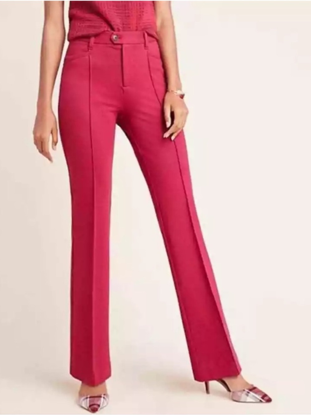 Anthropologie Pink The Essential Trouser Flared Pants